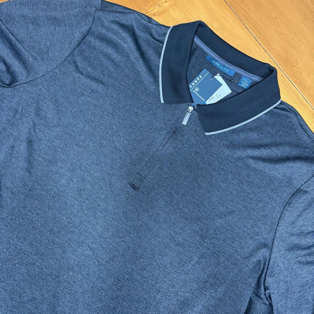Perry Ellis Men’s Short Sleeve‎ Black XL 1/4 Zip Moisture Wicking New With Tags